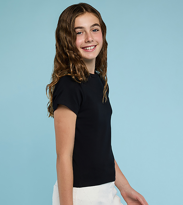 Solid T-Shirt with Crew Neck and Short Sleeves