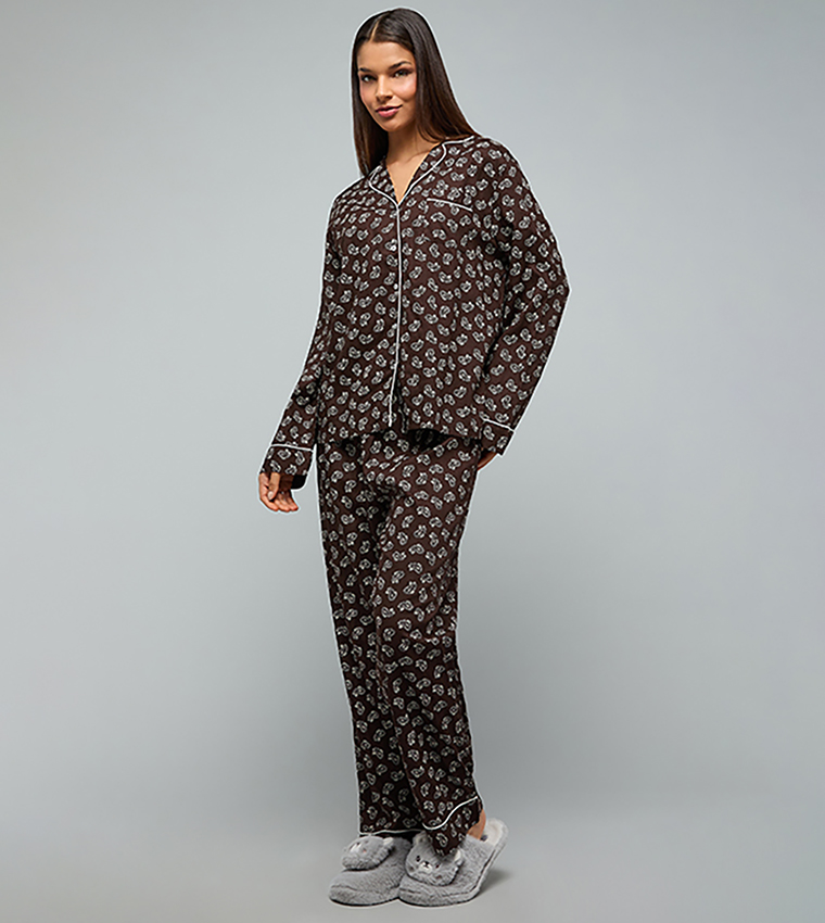 أر آند بي  أطقم بيجاما  - بني  Pyjama Set