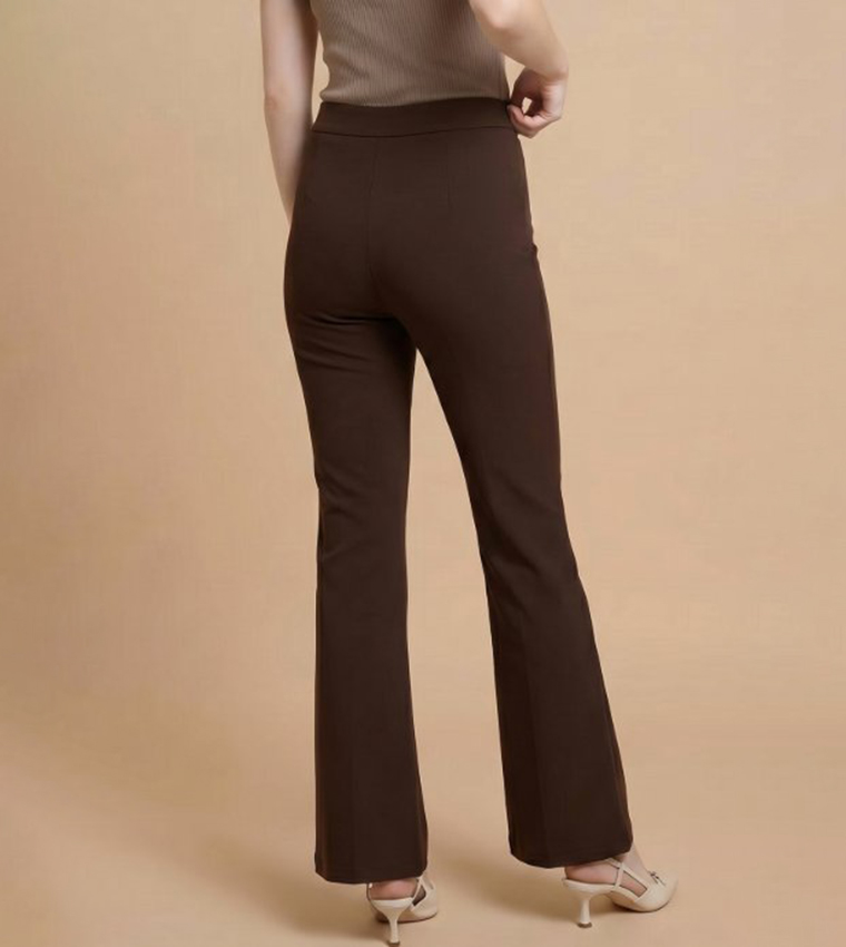 Solid Flared Pants with Elastic Waist