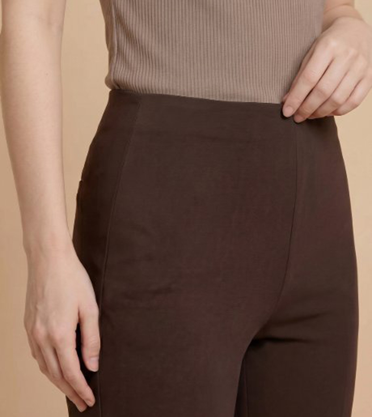 Solid Flared Pants with Elastic Waist