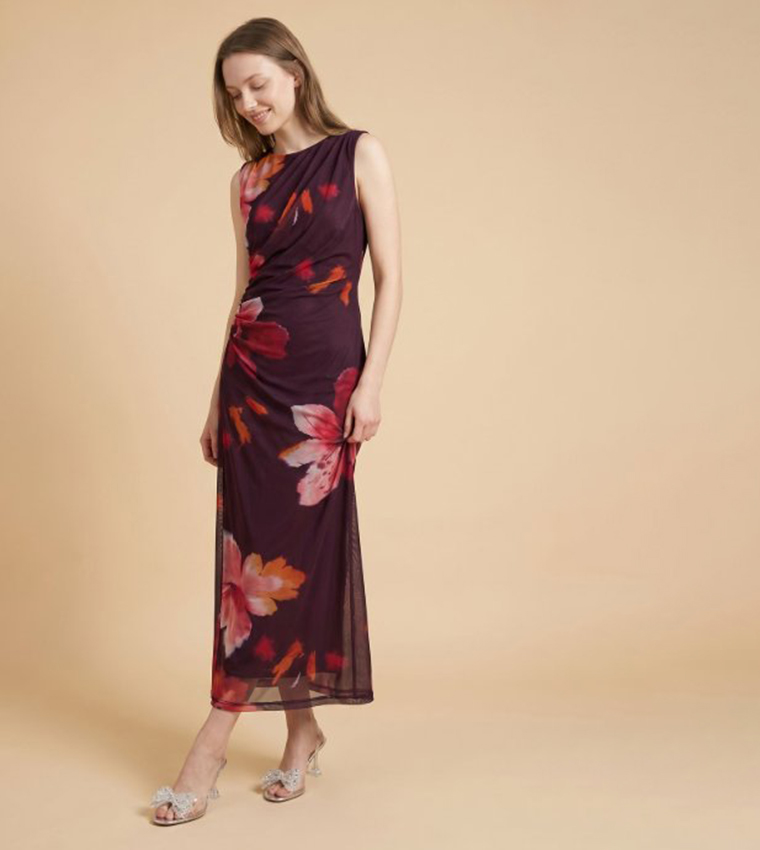 Patterned Sleeveless Column Dress