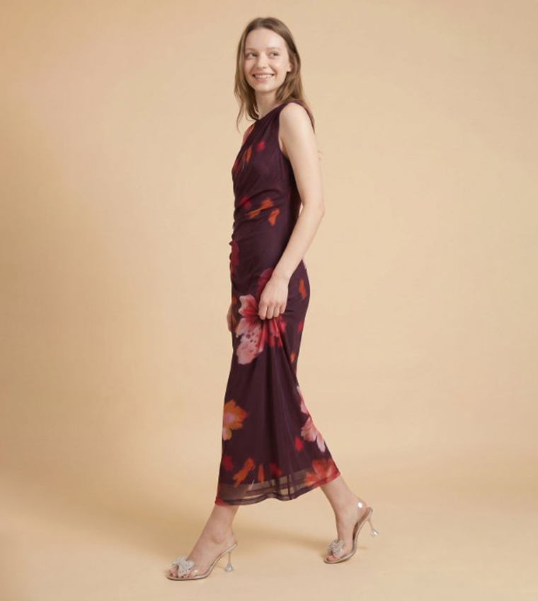 Patterned Sleeveless Column Dress