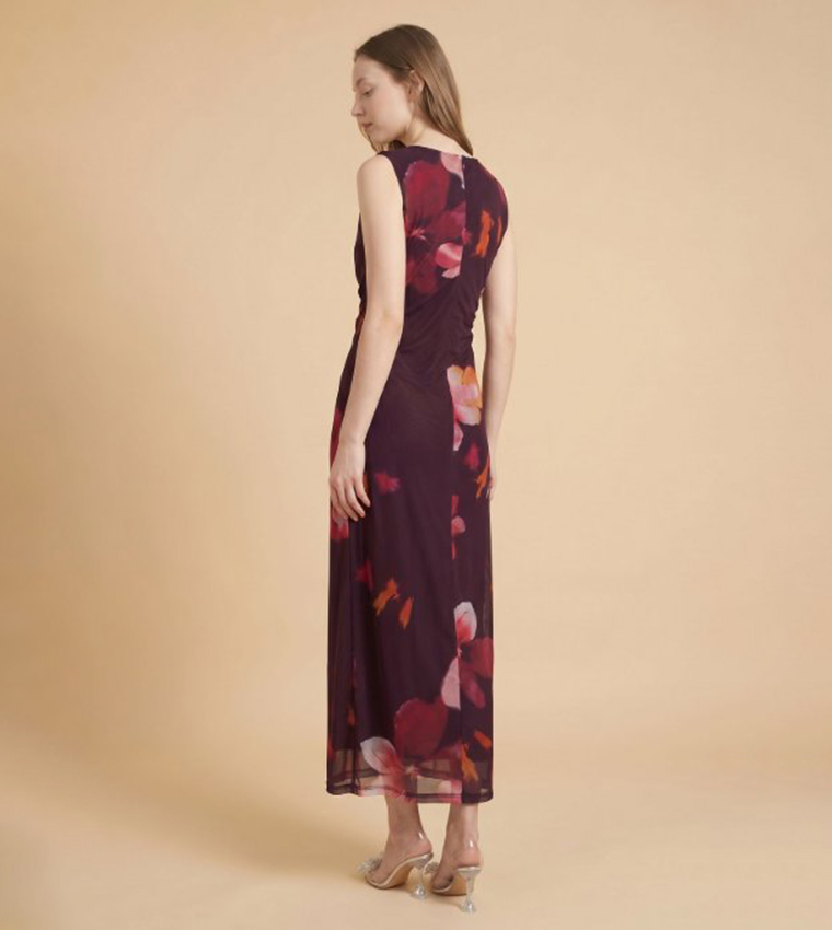 Patterned Sleeveless Column Dress
