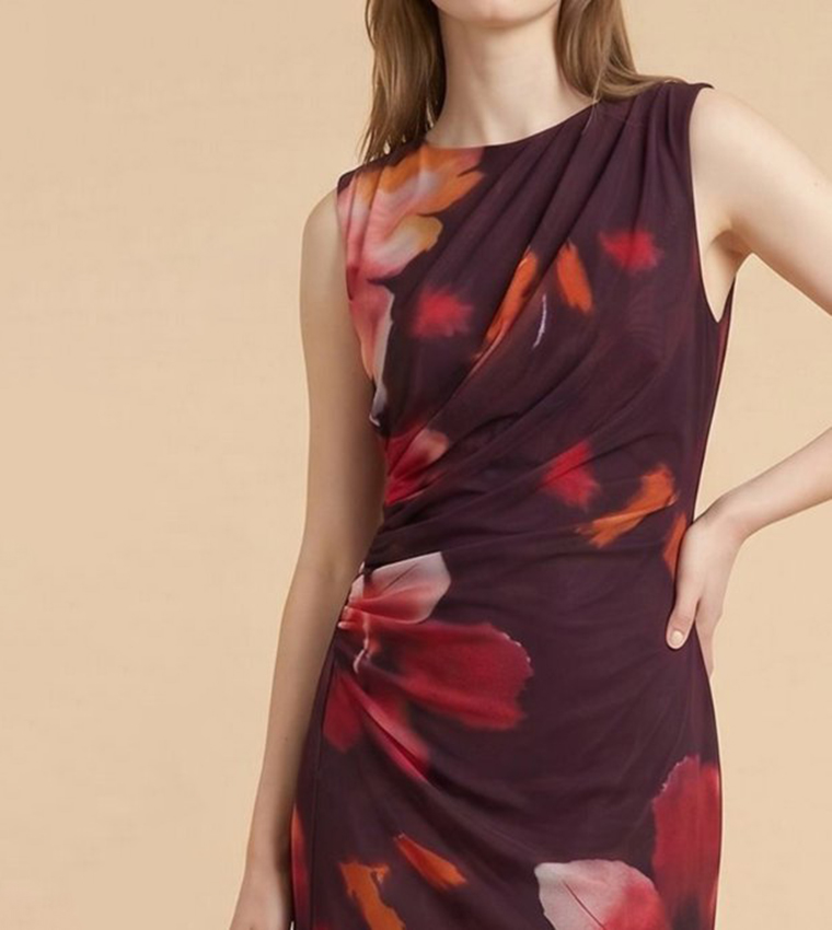 Patterned Sleeveless Column Dress