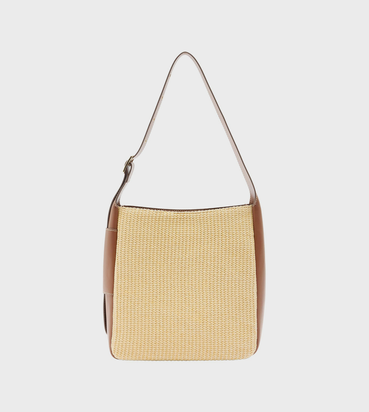 Straw Buckle Strap Shoulder Bag