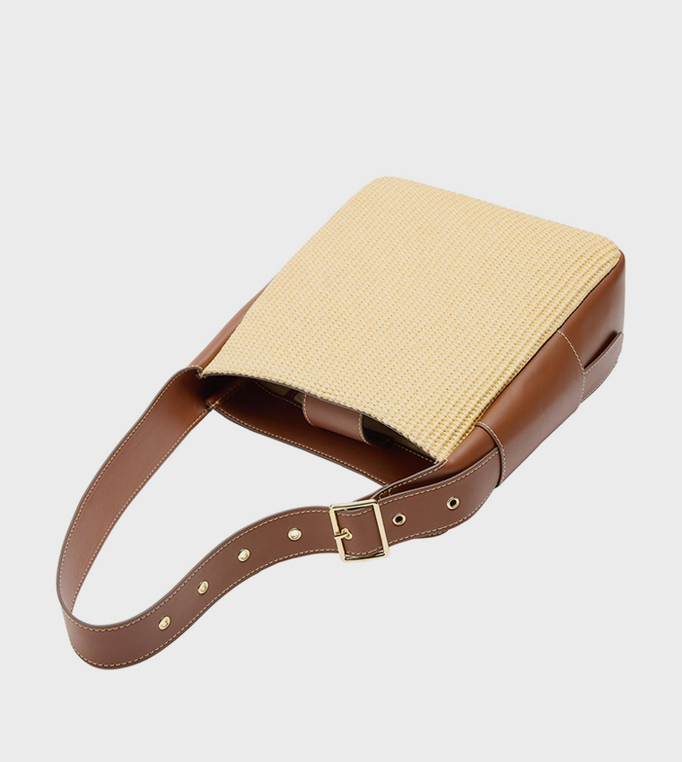 Straw Buckle Strap Shoulder Bag