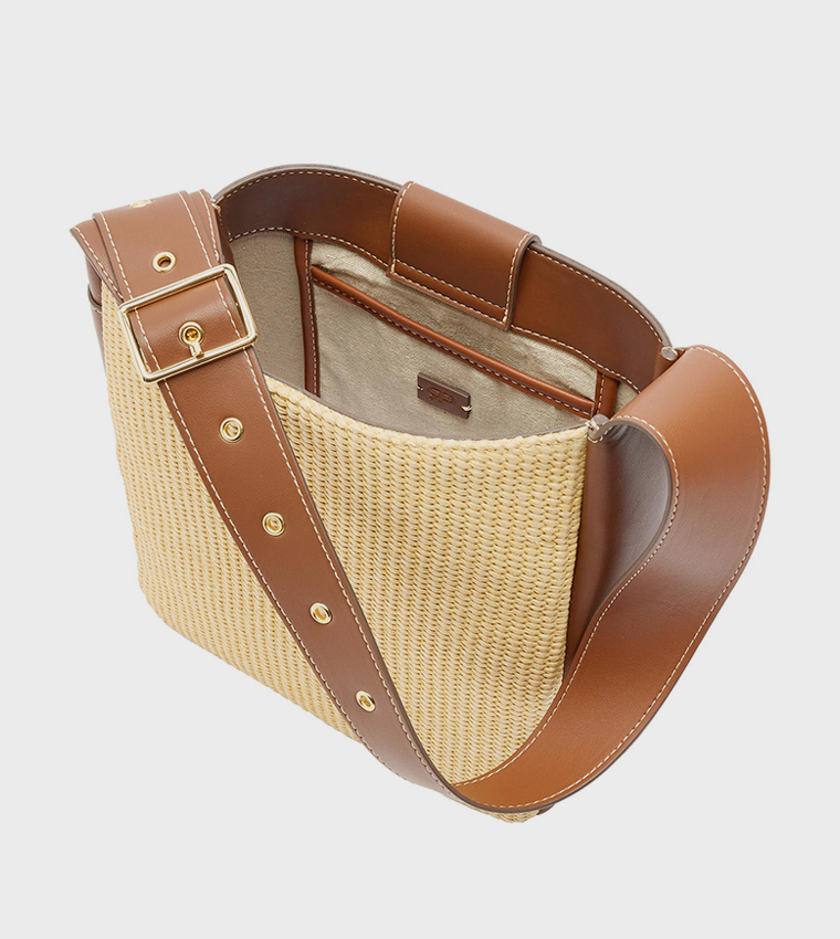 Straw Buckle Strap Shoulder Bag
