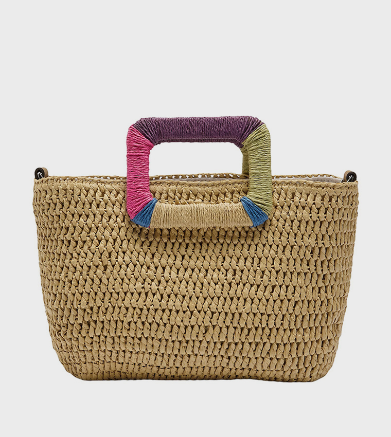 Straw Embroidered Handheld Bag