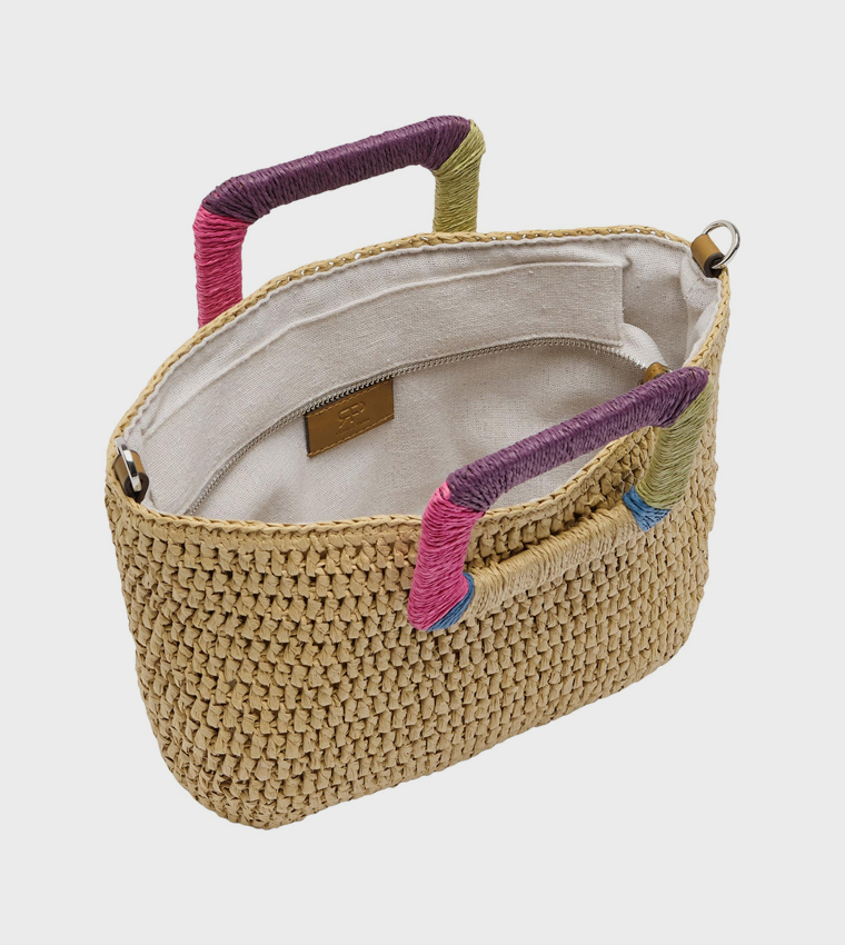 Straw Embroidered Handheld Bag