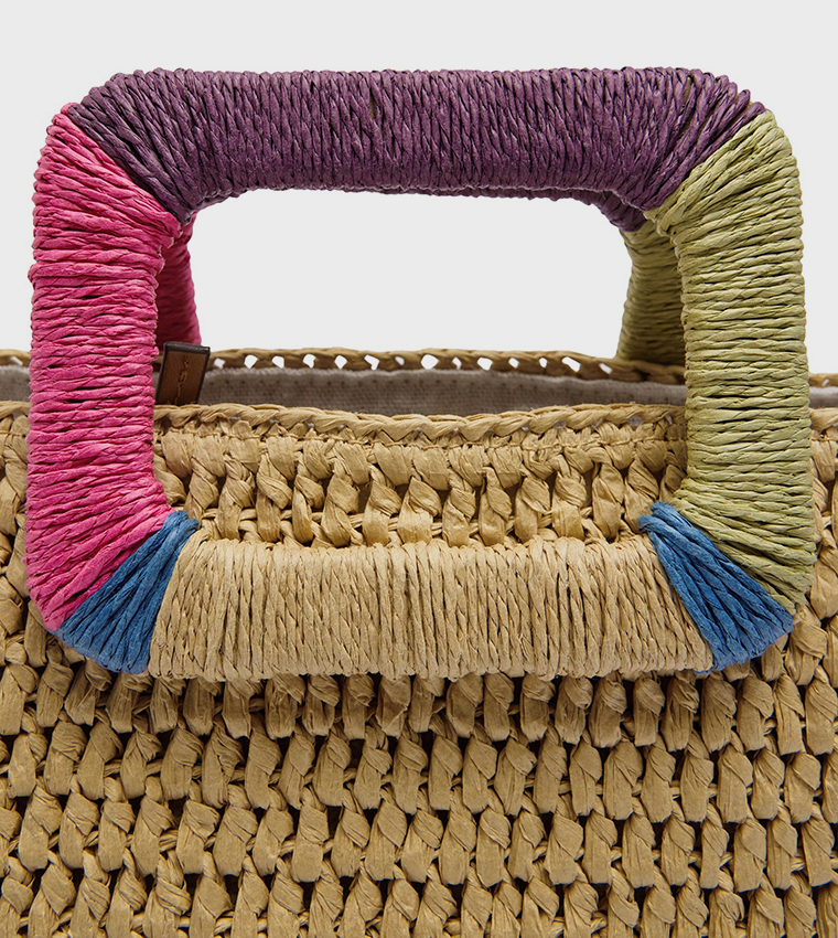 Straw Embroidered Handheld Bag