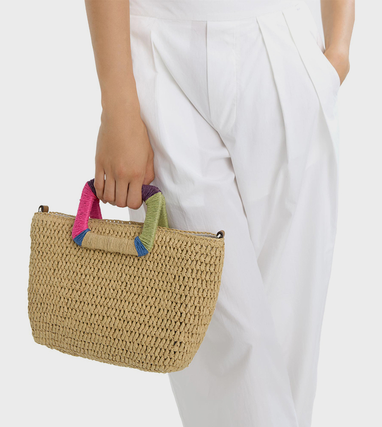 Straw Embroidered Handheld Bag