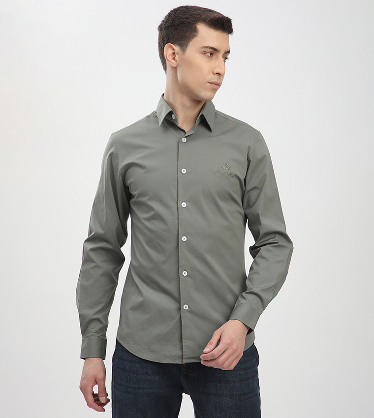 Logo Embroidered Long Sleeves Shirt