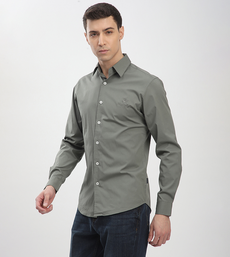 Logo Embroidered Long Sleeves Shirt