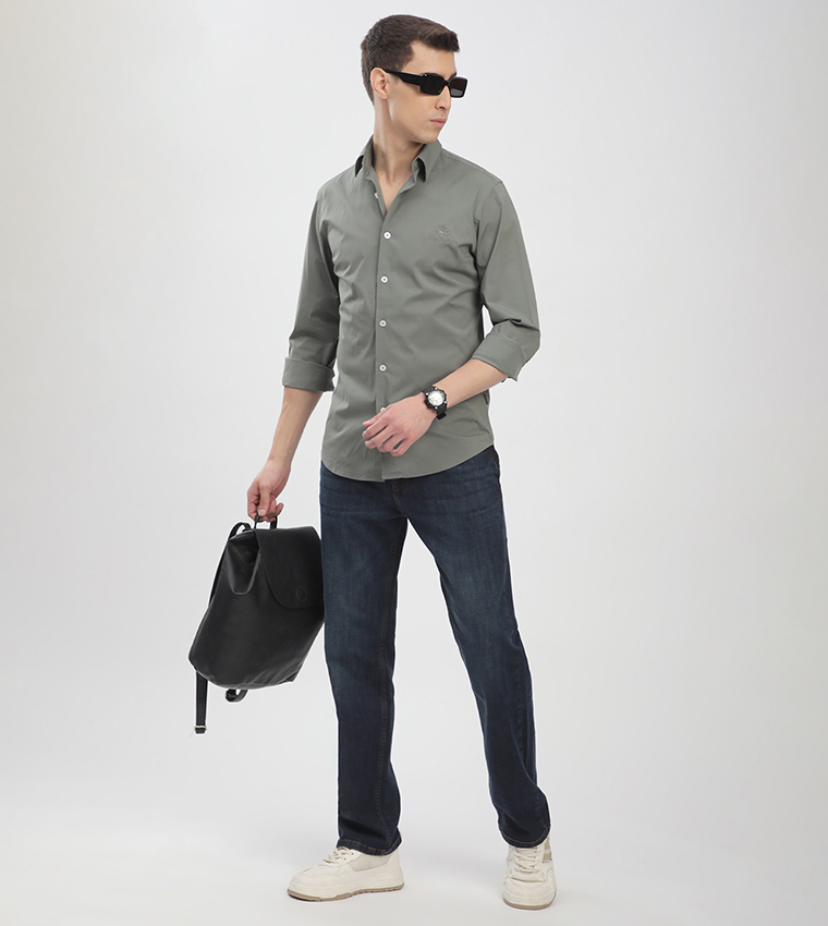 Logo Embroidered Long Sleeves Shirt