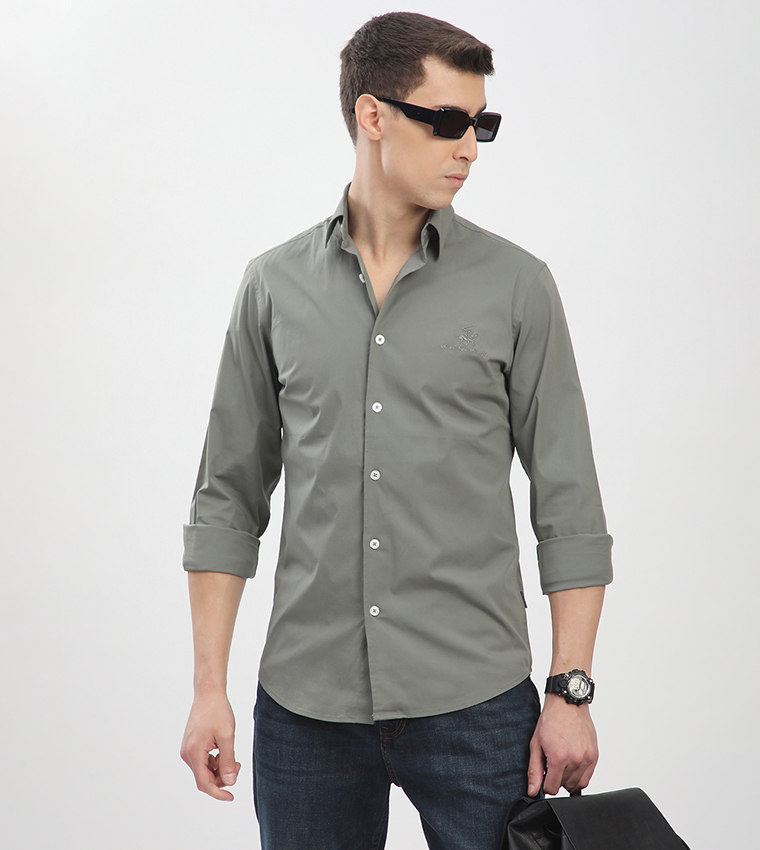 Logo Embroidered Long Sleeves Shirt