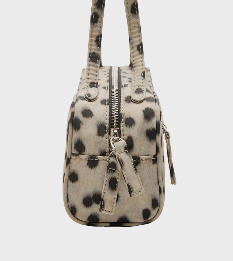 Animal Print Zippered Shoulder Bag