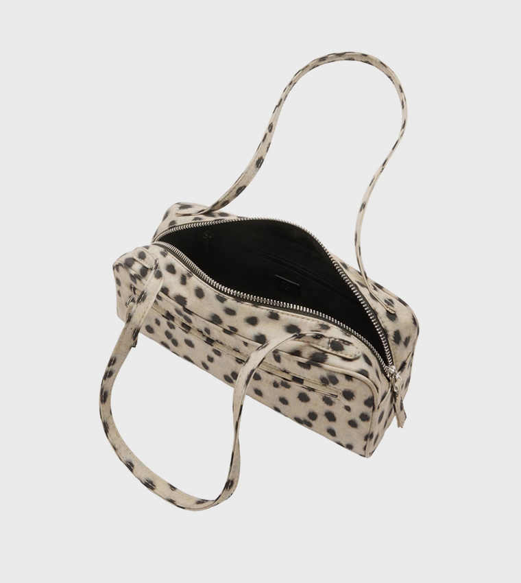 Animal Print Zippered Shoulder Bag