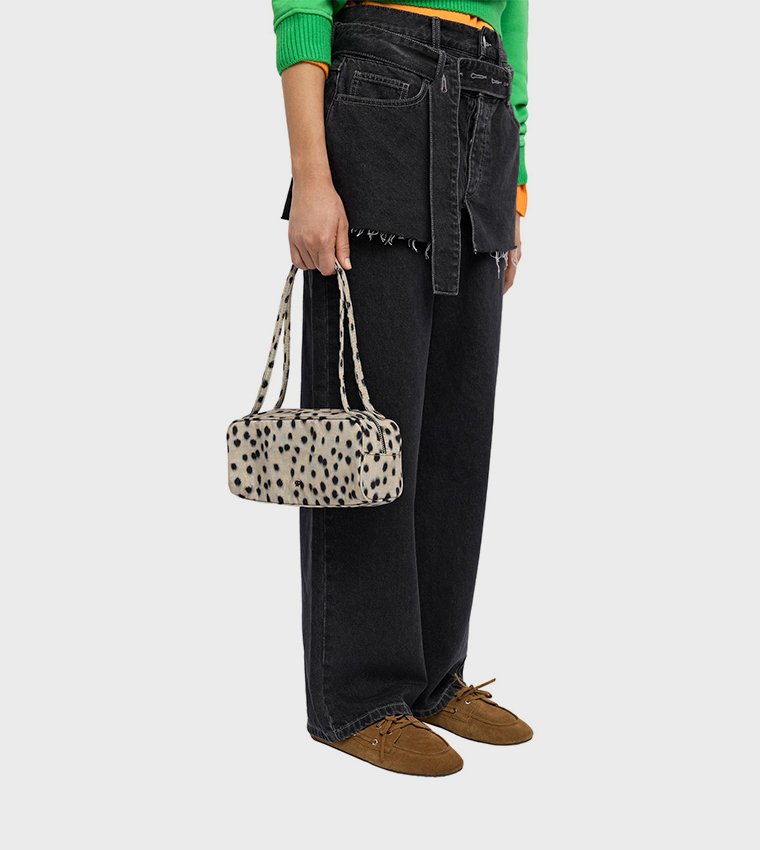 Animal Print Zippered Shoulder Bag