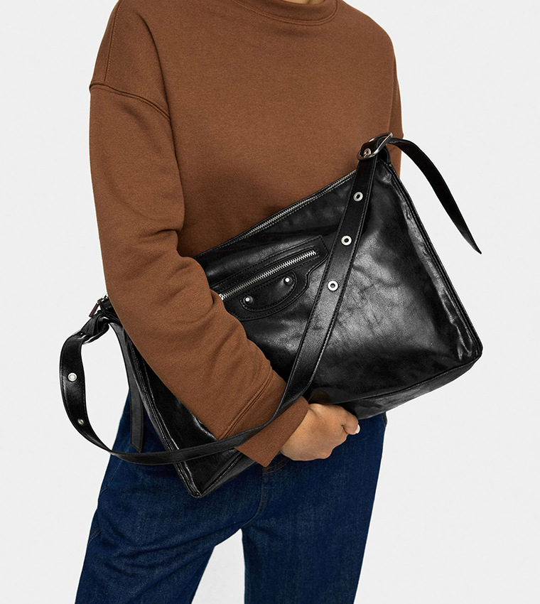 Textured Satchel Bag