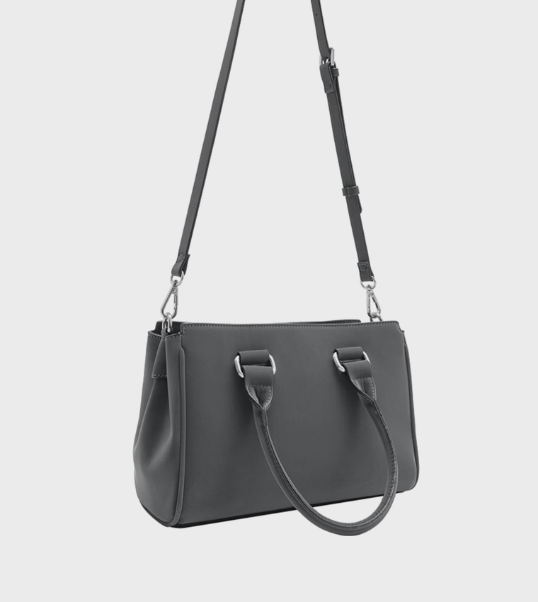 Solid Zippered Tote Bag