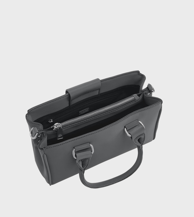 Solid Zippered Tote Bag