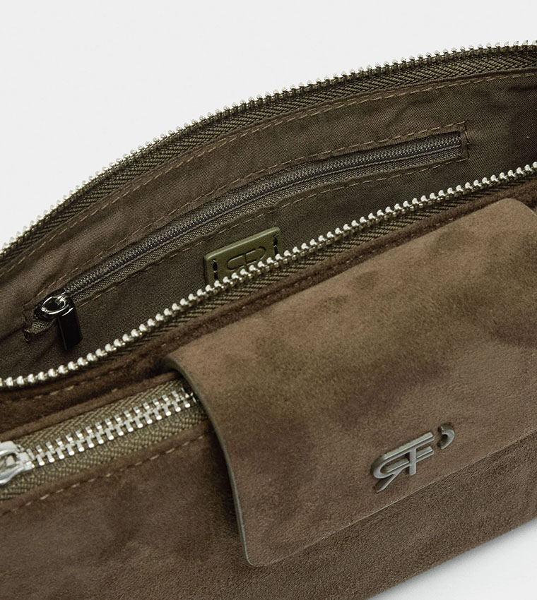 Solid Leather-Effect Crossbody Bag
