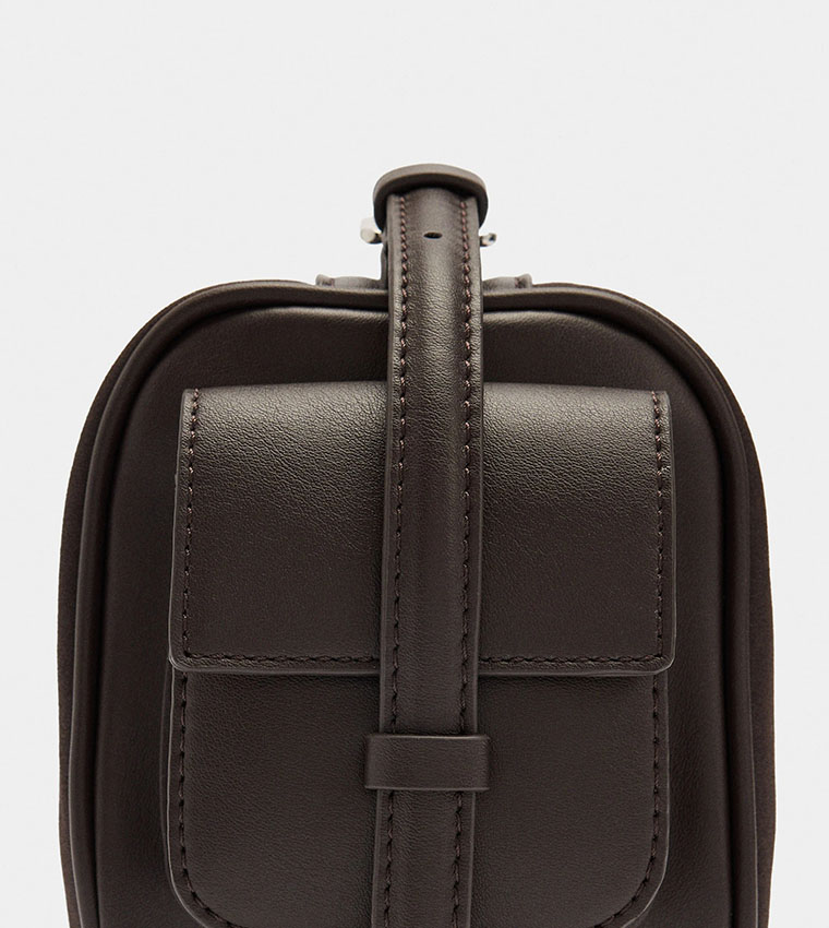 Solid Shoulder Bag with Side Pockets