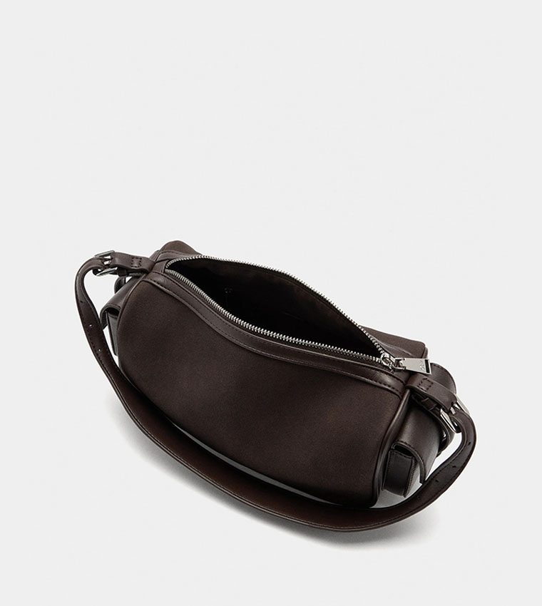 Solid Shoulder Bag with Side Pockets