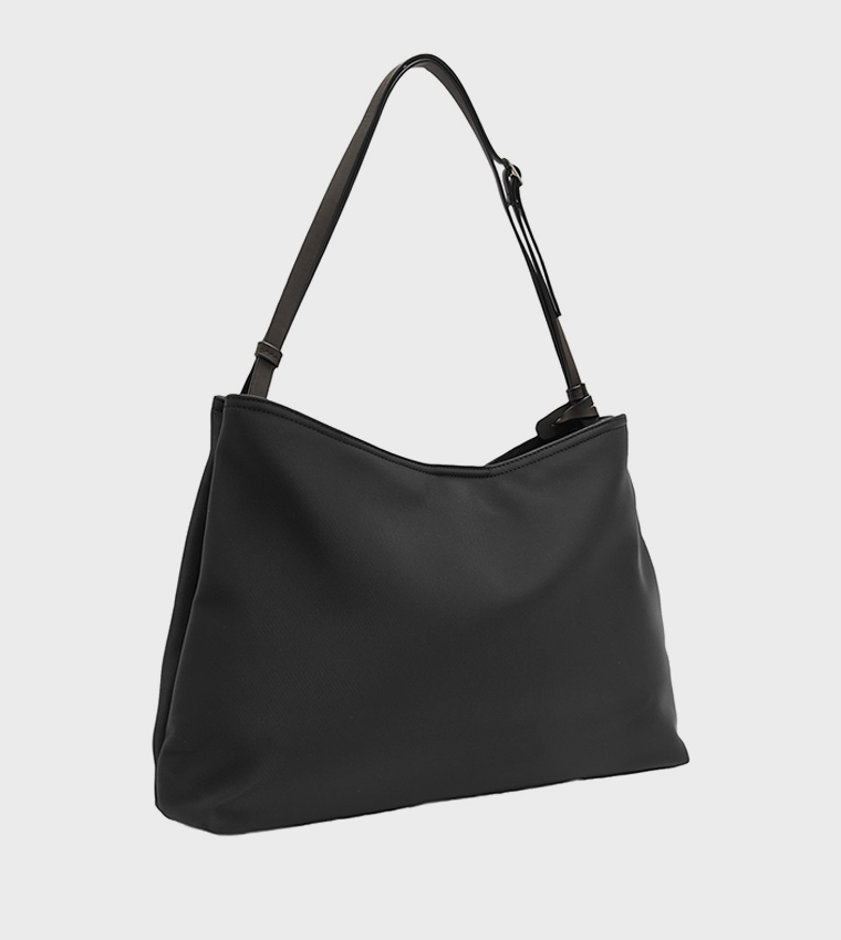 Solid Zippered Shoulder Bag