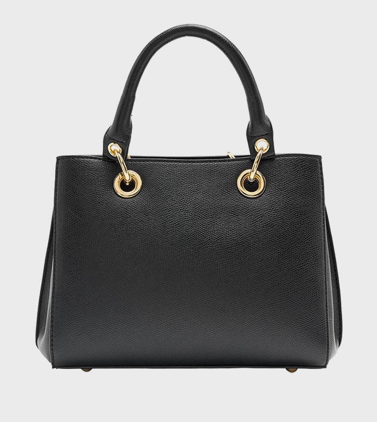 Textured Ring Detail Zippered Tote Bag