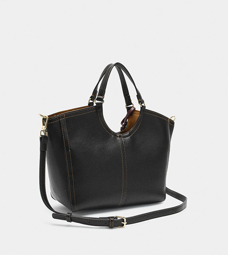 Textured Zip Closure Tote Bag