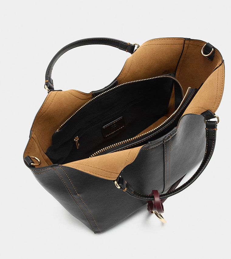 Textured Zip Closure Tote Bag