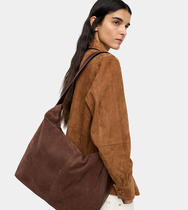 Solid Suede Leather Shoulder Bag