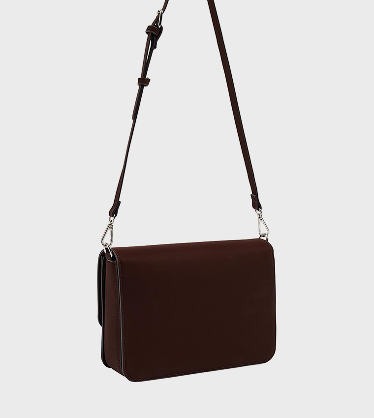 Solid Chain Strap Flap Crossbody Bag
