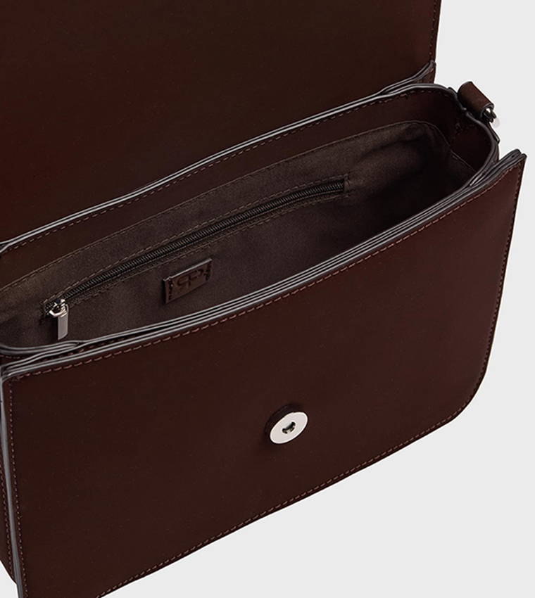 Solid Chain Strap Flap Crossbody Bag