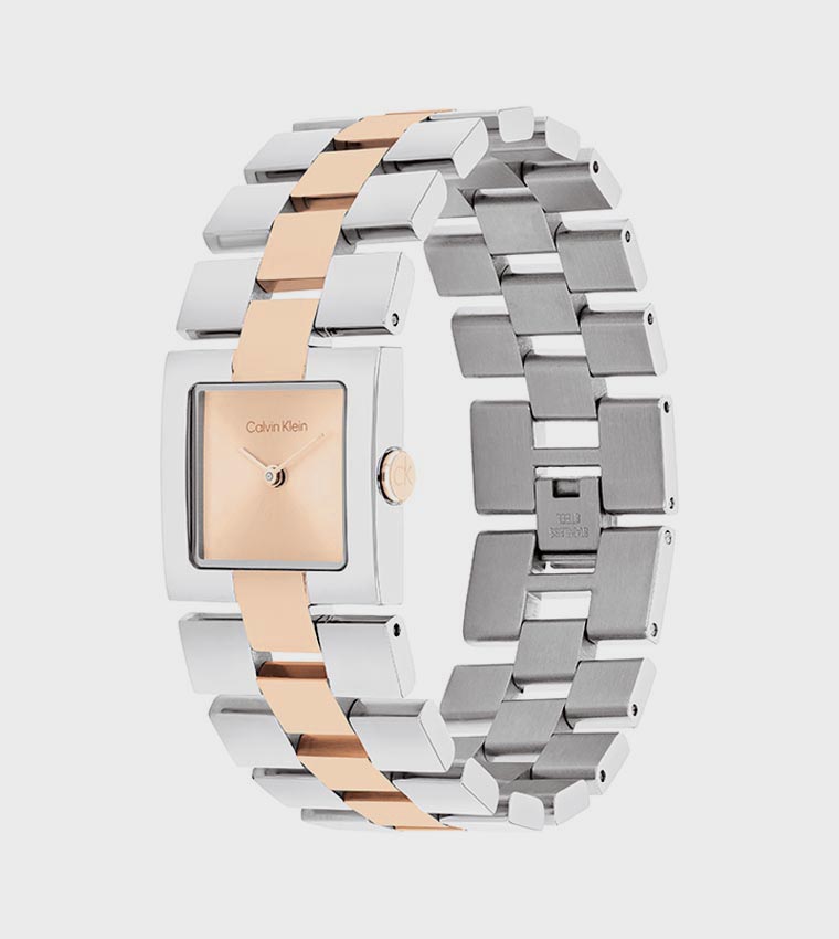 Rose Gold Dial Metal Strap Analog Watch