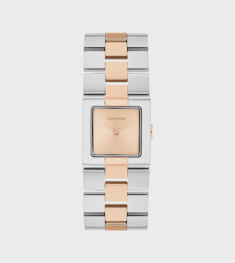 Rose Gold Dial Metal Strap Analog Watch