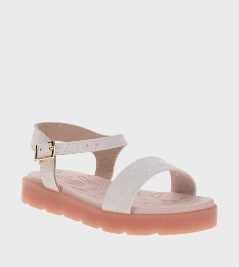 Textured Ankle Strap Casual Sandals