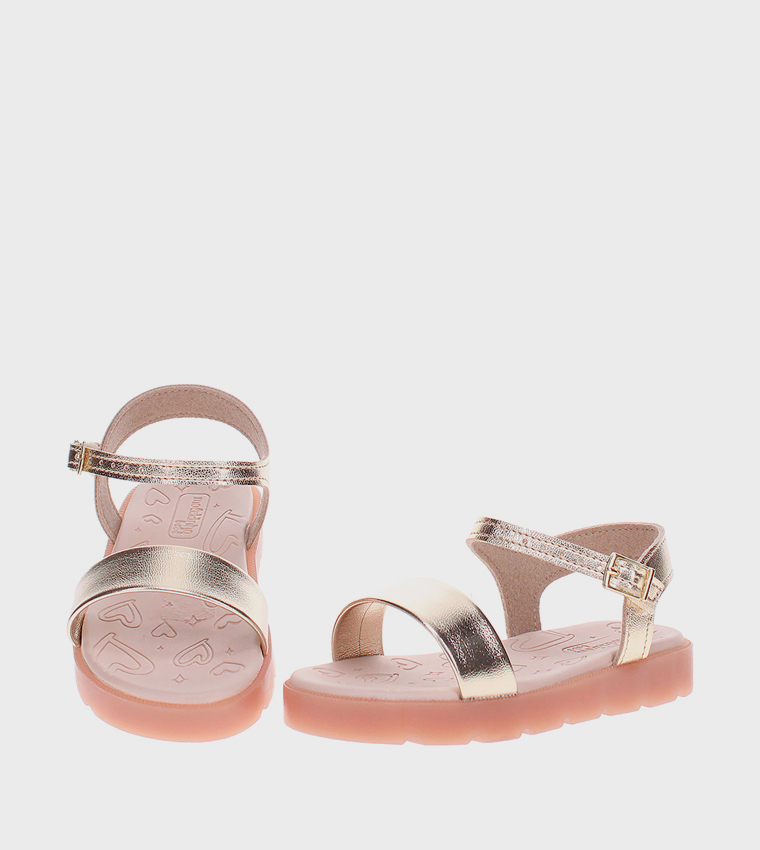 Textured Ankle Strap Casual Sandals