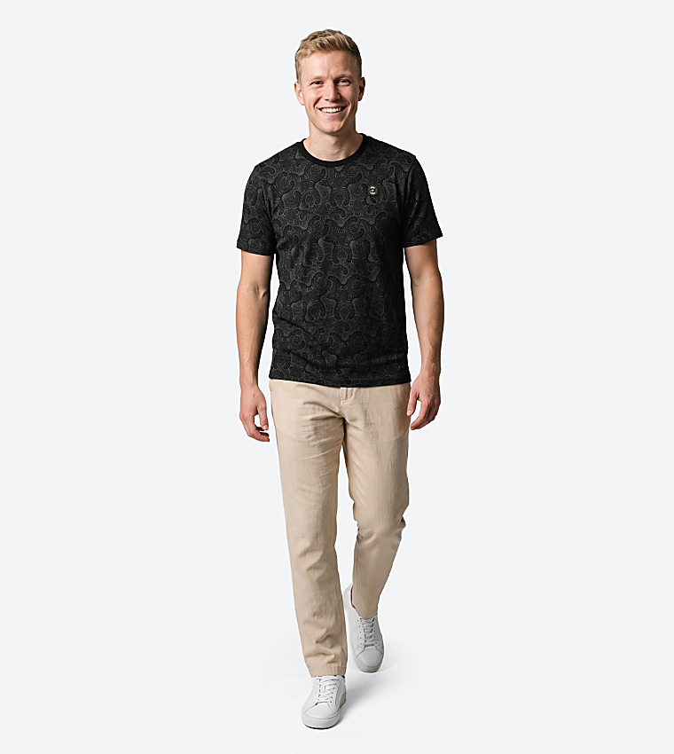 Paisley Printed Crew Neck T-Shirt