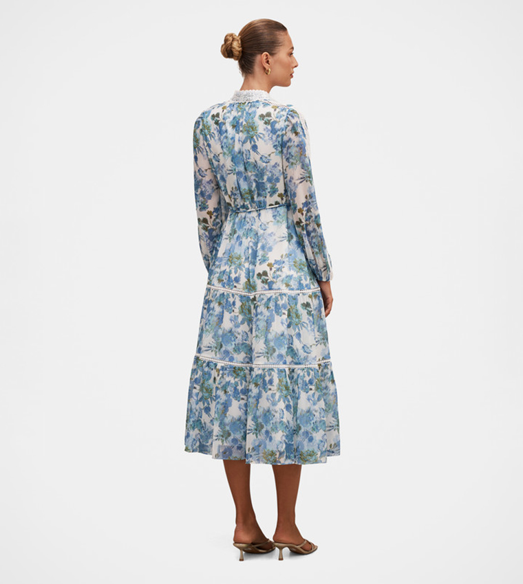 NALA Printed Trim Midi Dress