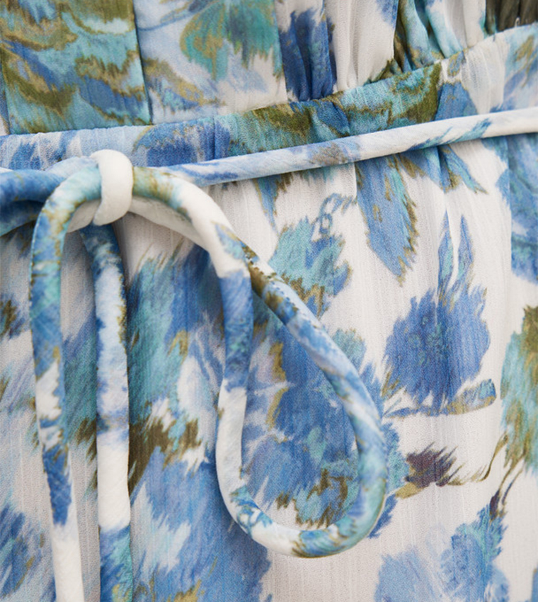 NALA Printed Trim Midi Dress