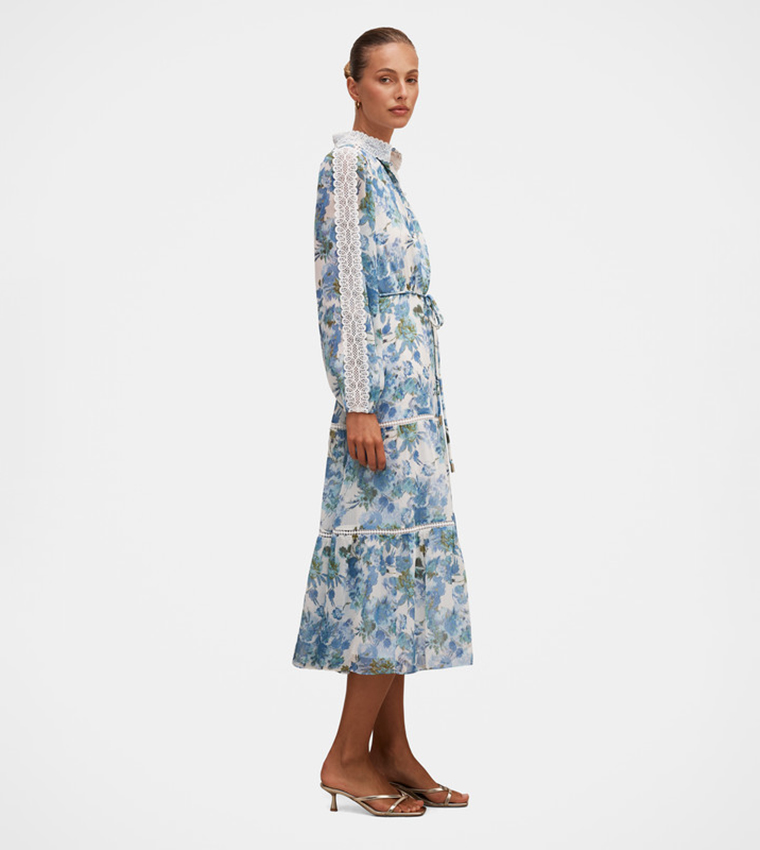 NALA Printed Trim Midi Dress