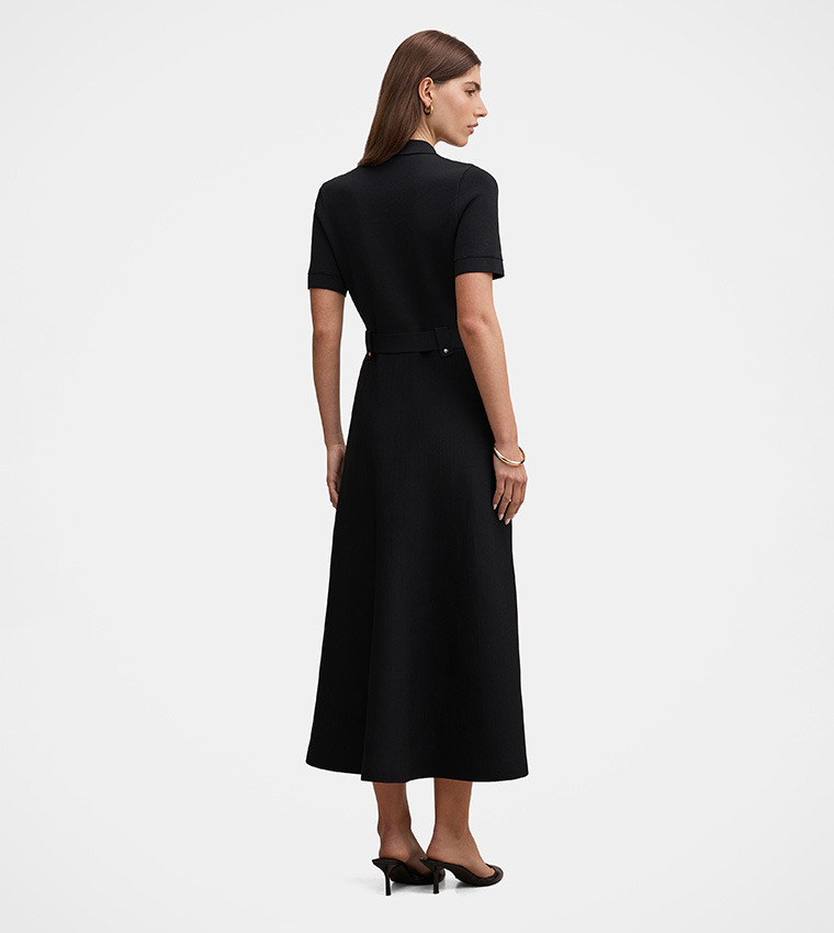 AMY Textured Knit Midi Shirt Dress