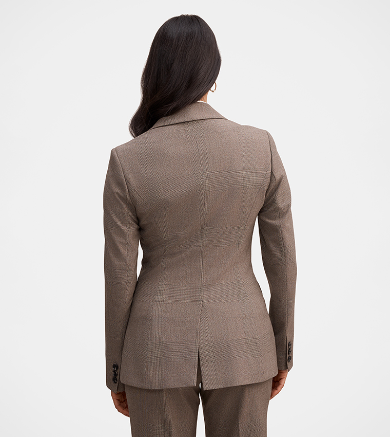 CLEA Checkered Single-Breasted Blazer