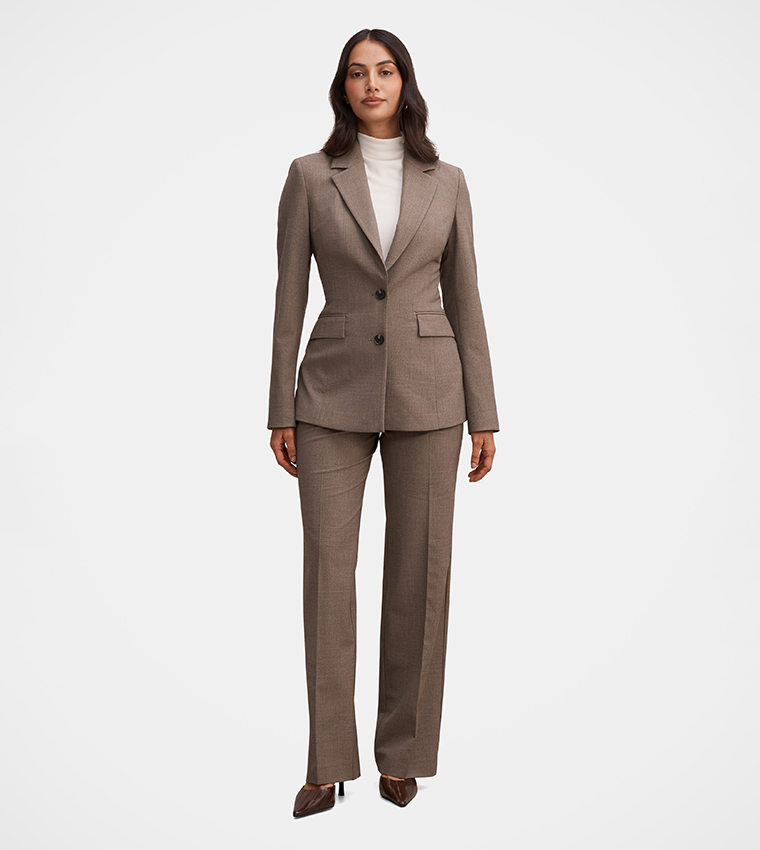 CLEA Checkered Single-Breasted Blazer