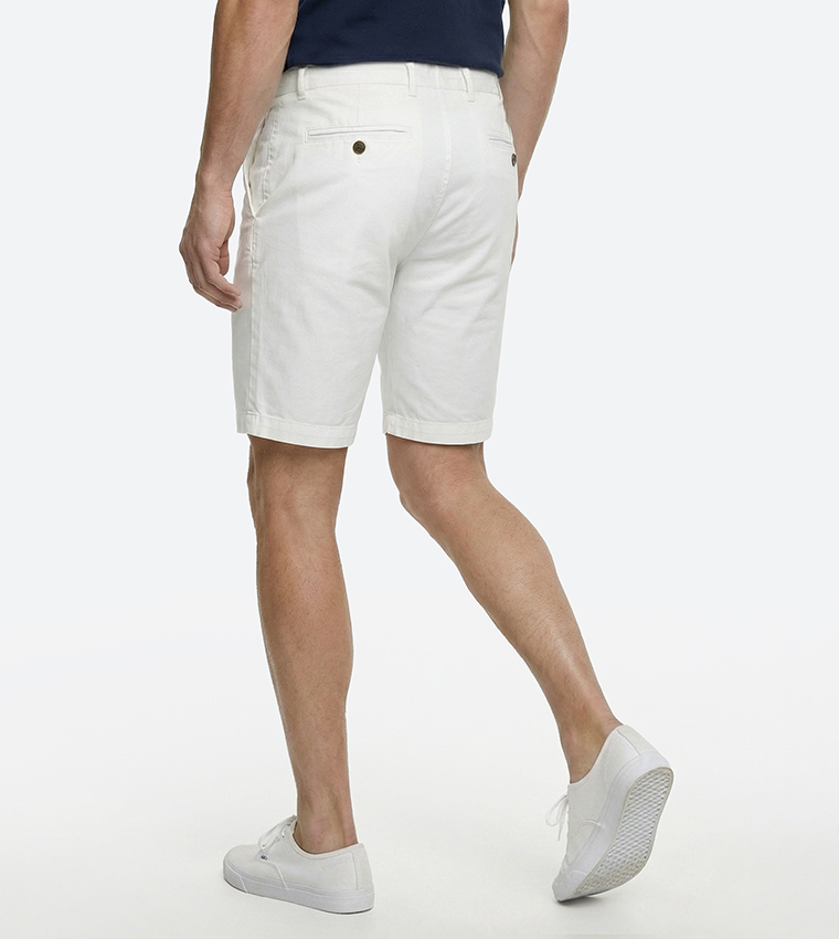 Solid Button Closure Shorts