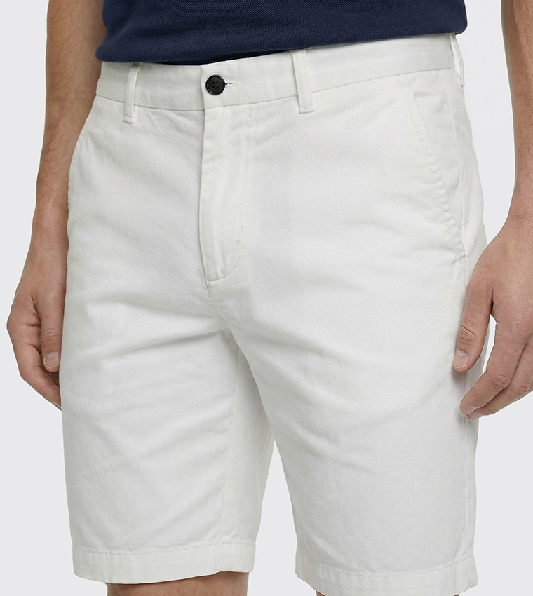 Solid Button Closure Shorts