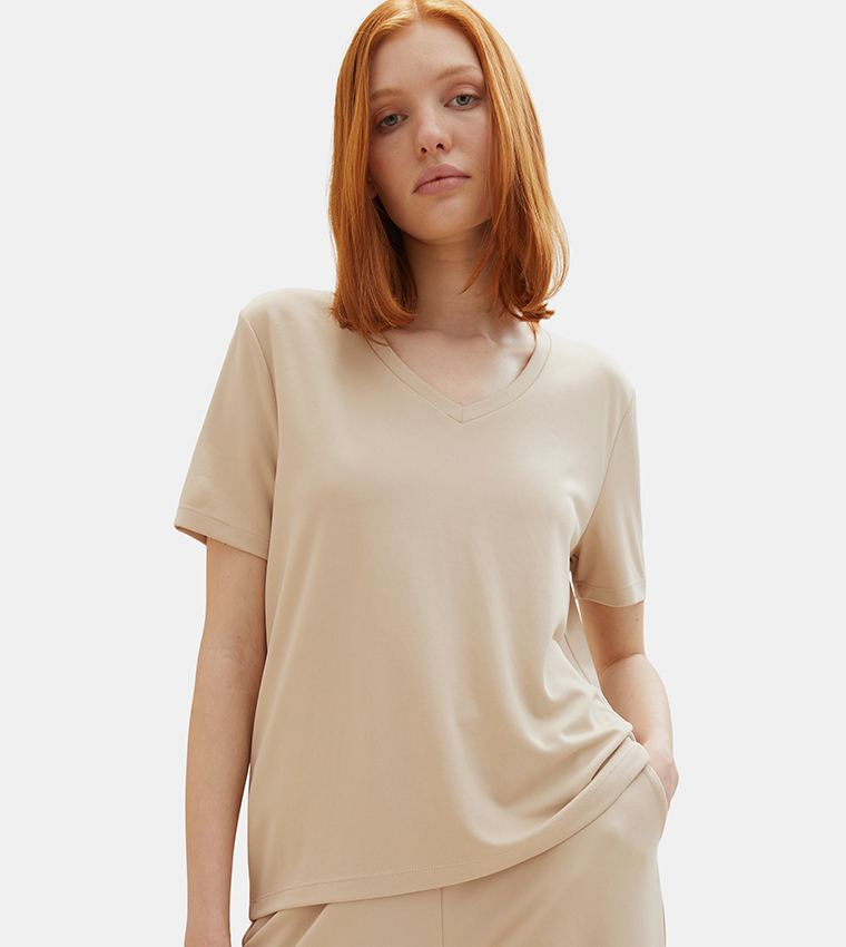 Solid V-Neck T-Shirt