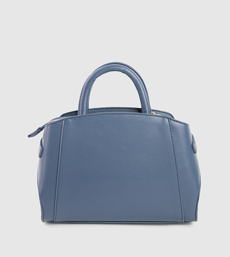 Textured Zip-Closure Satchel Bag